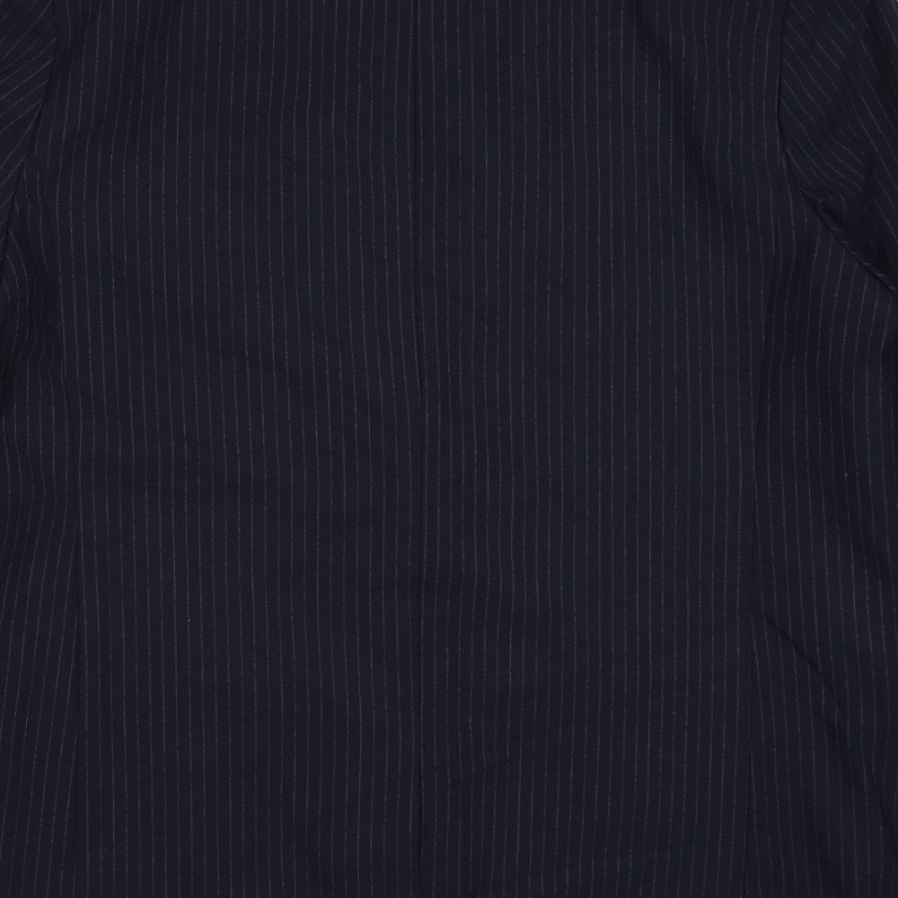 Marks and Spencer Womens Blue Pinstripe Polyester Jacket Suit Jacket Size 14