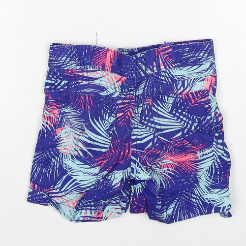 Mountain Warehouse Boys Blue Geometric Polyester Bermuda Shorts Size 3-4 Years Regular Zip - Palm Print