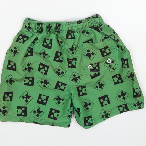 Minecraft Boys Green Geometric Polyester Bermuda Shorts Size 4-5 Years Regular Drawstring - Minecraft