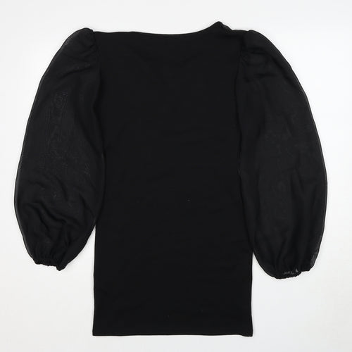 Love Womens Black Polyester A-Line Size S Round Neck Pullover - Size S-M