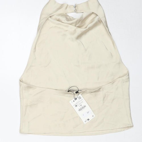 Zara Womens Beige Polyester Basic Tank Size M Halter