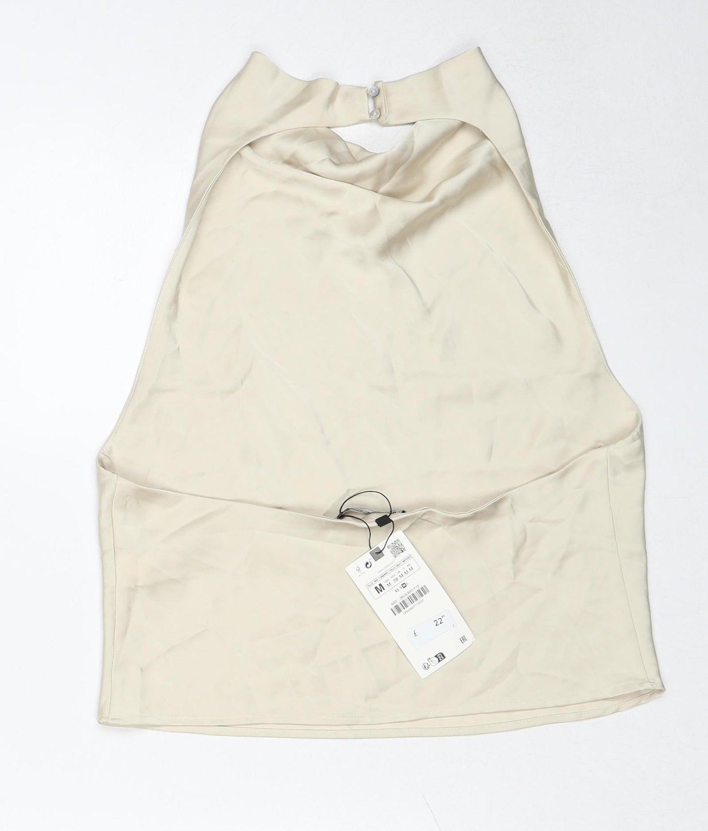 Zara Womens Beige Polyester Basic Tank Size M Halter