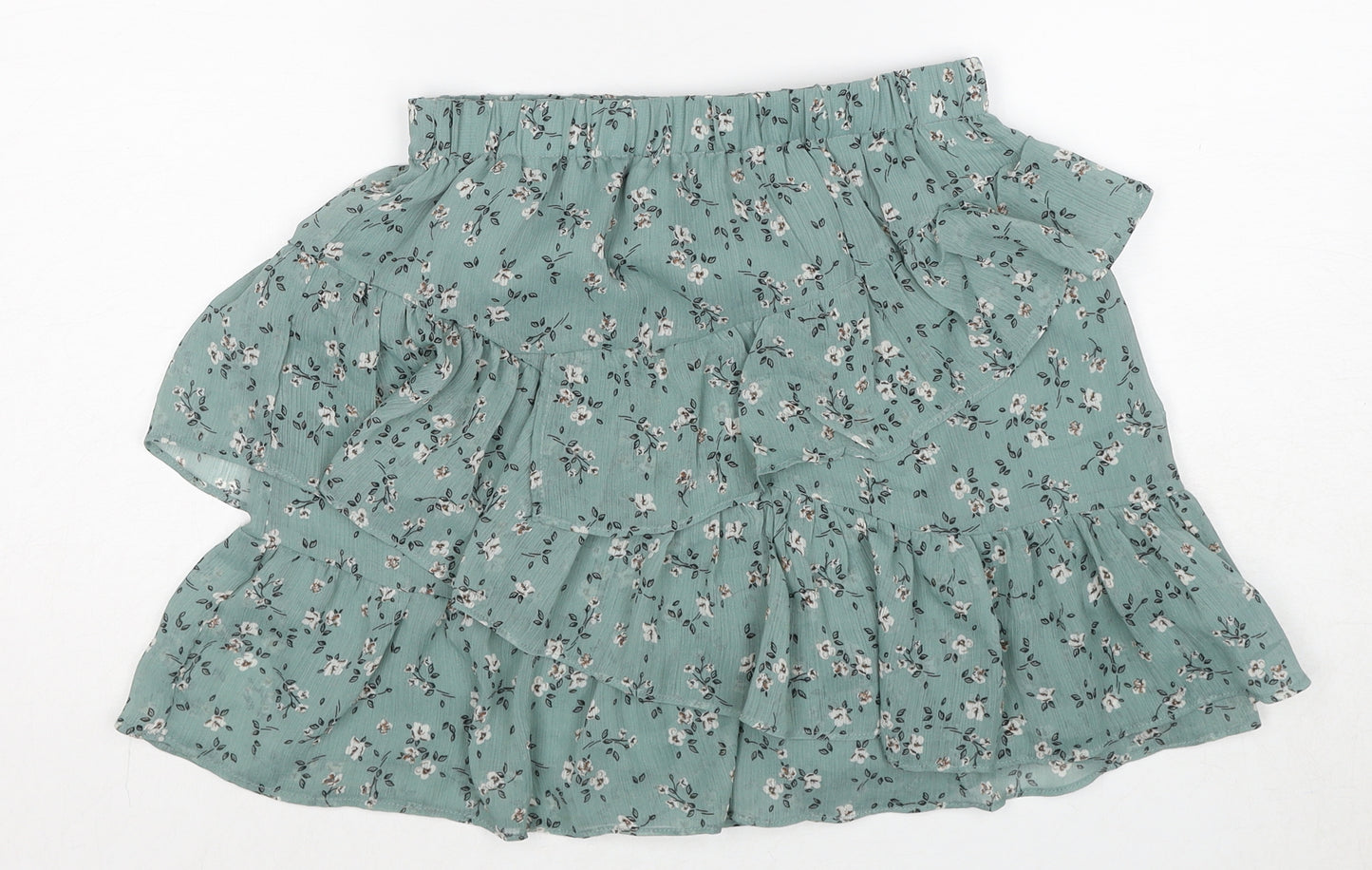 Stradivarius Womens Blue Floral Polyester Skater Skirt Size S