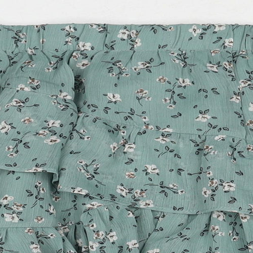 Stradivarius Womens Blue Floral Polyester Skater Skirt Size S