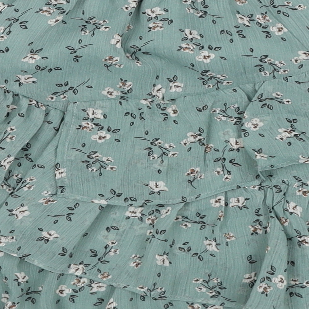 Stradivarius Womens Blue Floral Polyester Skater Skirt Size S