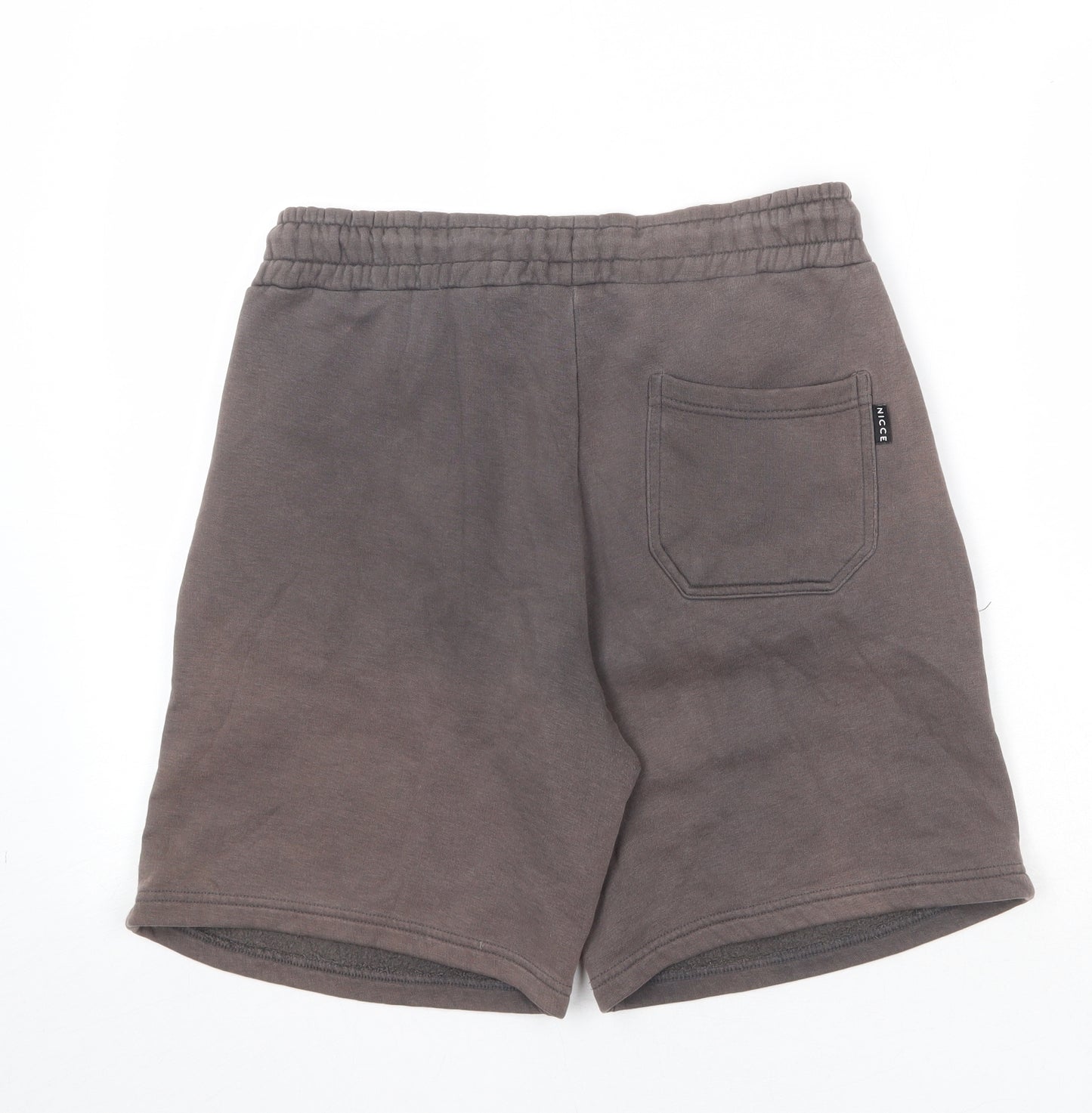NICCE Mens Brown Cotton Sweat Shorts Size S Regular Drawstring