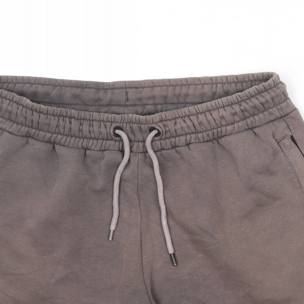 NICCE Mens Brown Cotton Sweat Shorts Size S Regular Drawstring
