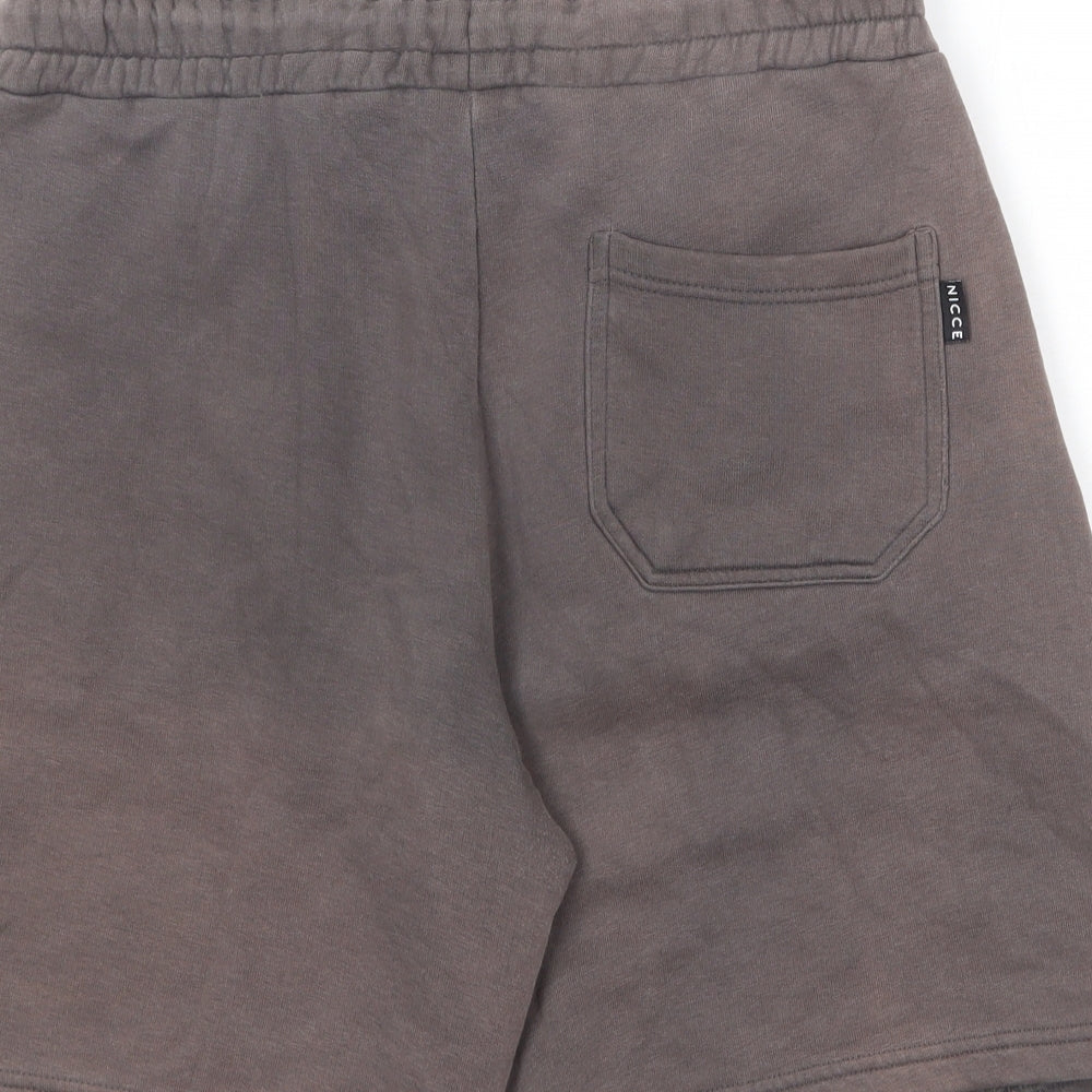 NICCE Mens Brown Cotton Sweat Shorts Size S Regular Drawstring