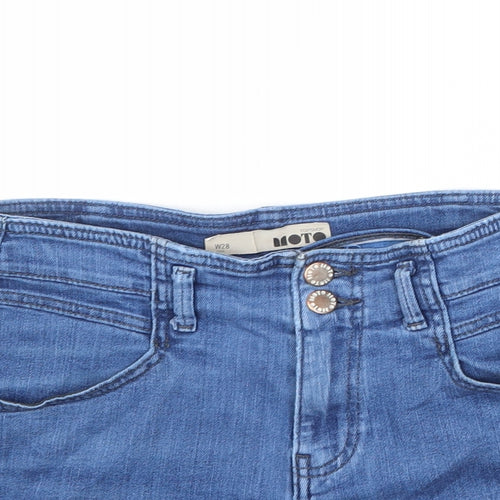 Topshop Womens Blue Cotton Hot Pants Shorts Size 28 in Regular Zip
