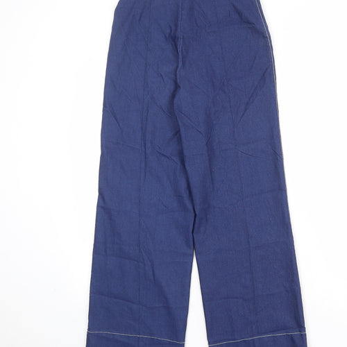 Vilagallo Womens Blue Viscose Trousers Size 12 Regular - Contrast Stitching