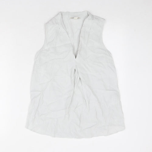 Monsoon Womens Grey Viscose Basic Blouse Size 8 V-Neck