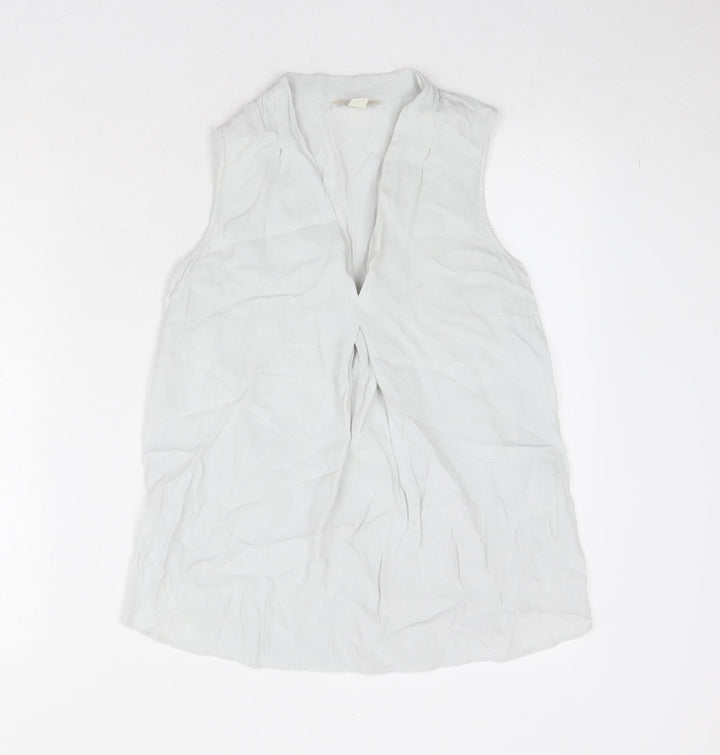 Monsoon Womens Grey Viscose Basic Blouse Size 8 V-Neck