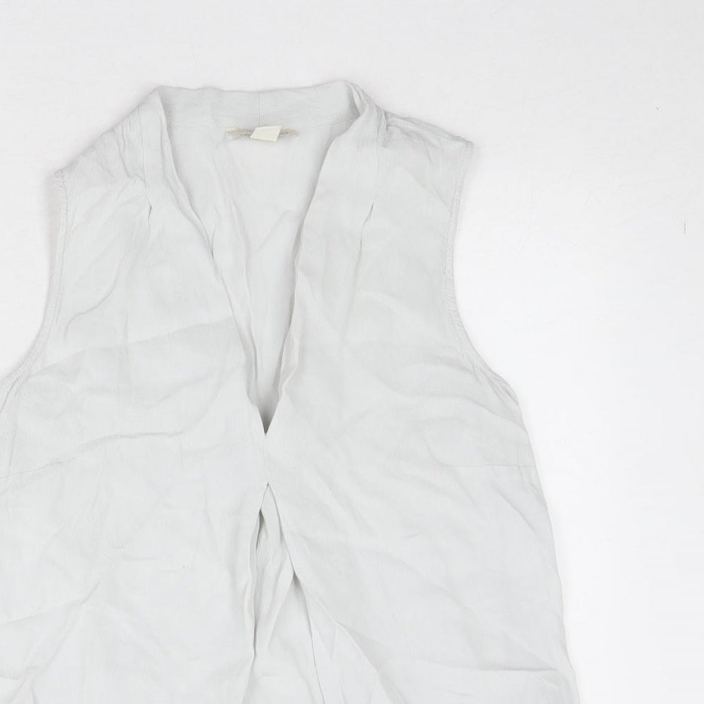 Monsoon Womens Grey Viscose Basic Blouse Size 8 V-Neck