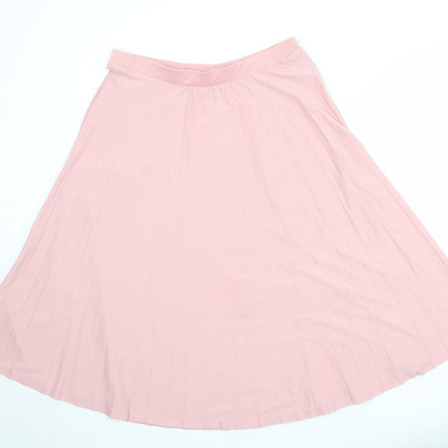 Marks and Spencer Womens Pink Polyester Pleated Skirt Size 16