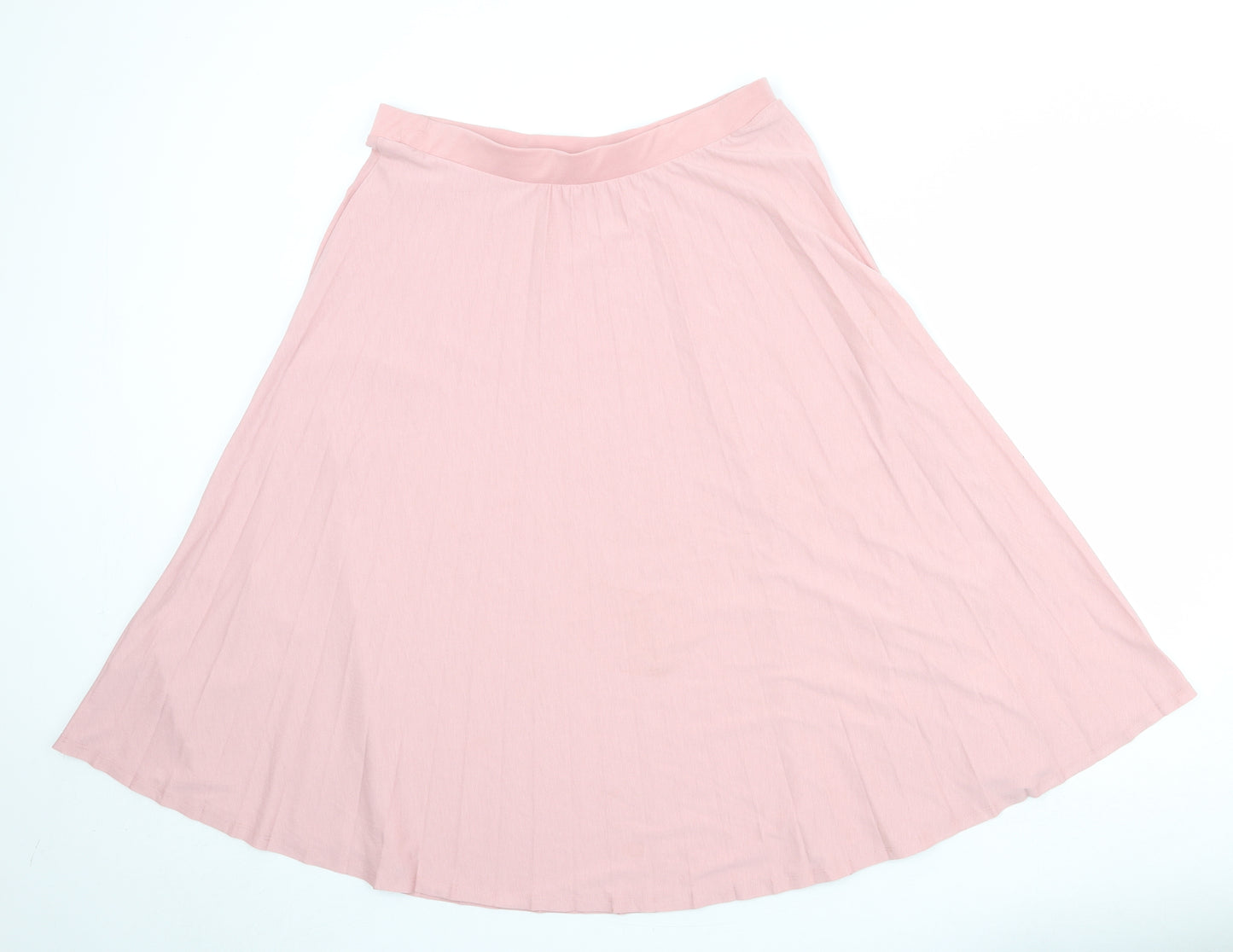 Marks and Spencer Womens Pink Polyester Pleated Skirt Size 16