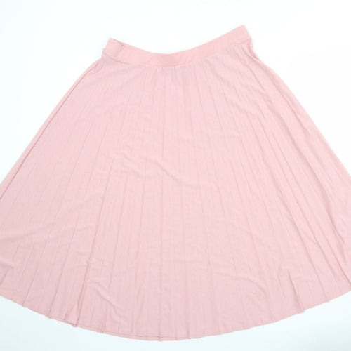 Marks and Spencer Womens Pink Polyester Pleated Skirt Size 16