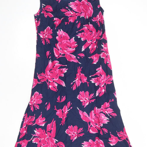 Casamia Womens Blue Floral 100% Cotton Tank Dress Size 14 Boat Neck Zip