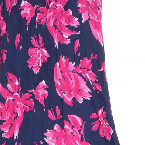 Casamia Womens Blue Floral 100% Cotton Tank Dress Size 14 Boat Neck Zip