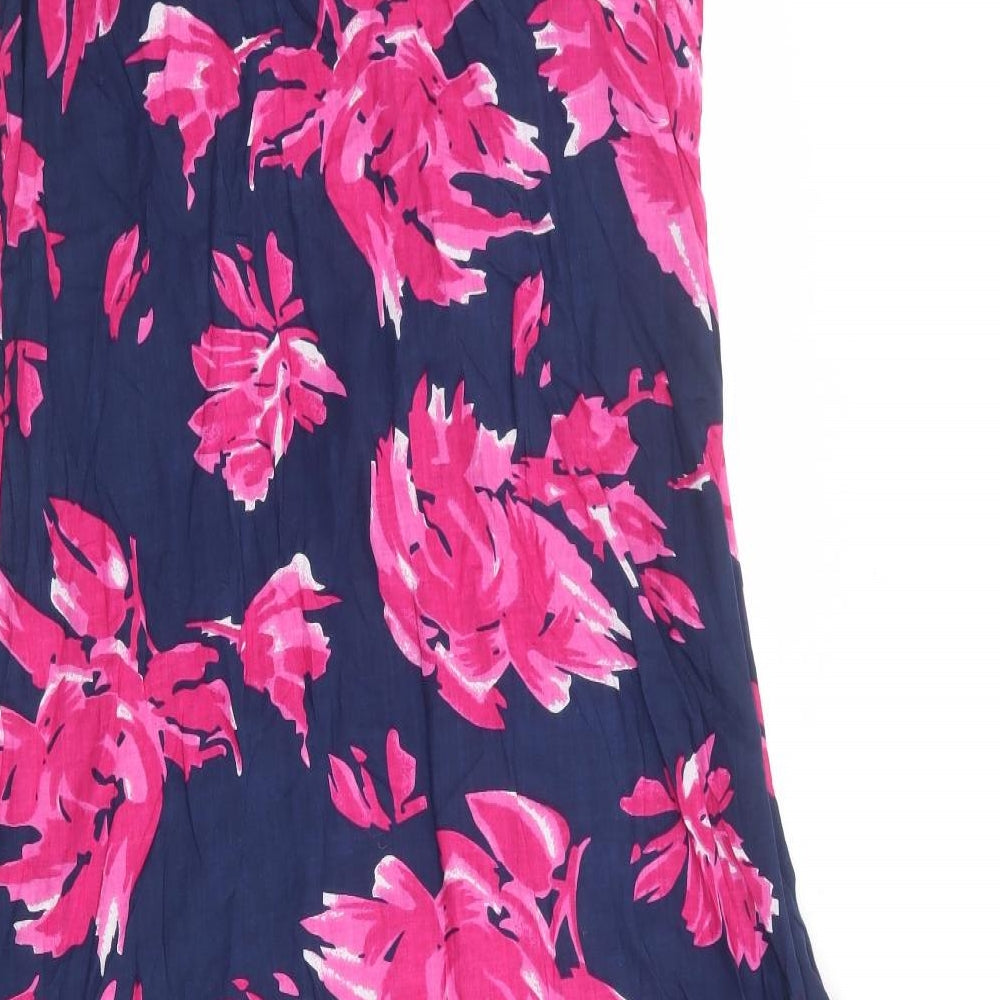 Casamia Womens Blue Floral 100% Cotton Tank Dress Size 14 Boat Neck Zip