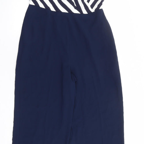 Jaeger Womens Blue Striped Polyester Jumpsuit One-Piece Size 12 Zip