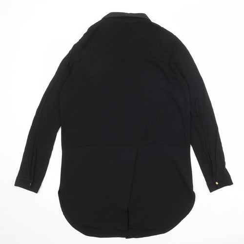 Marks and Spencer Womens Black Polyester Basic Button-Up Size 10 Collared