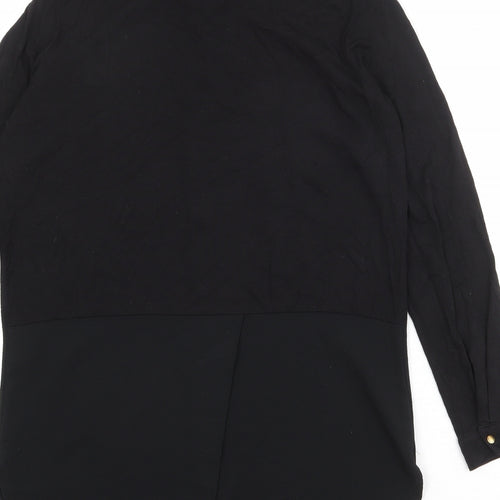 Marks and Spencer Womens Black Polyester Basic Button-Up Size 10 Collared
