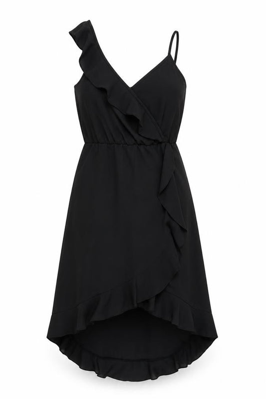 Front view of Divided by H&M women’s black polyester fit & flare, size UK 8, v-neck pullover