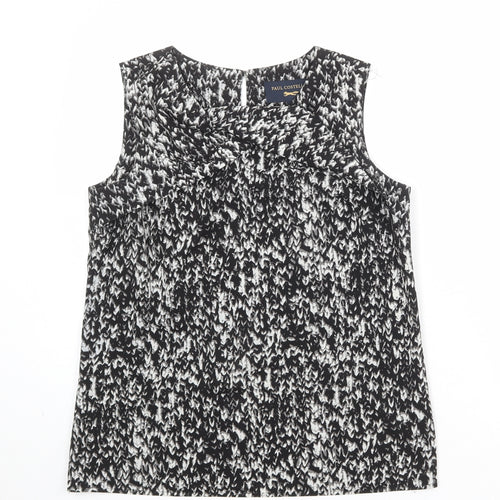 Paul Costelloe Womens Black Geometric Polyester Basic Blouse Size M Square Neck