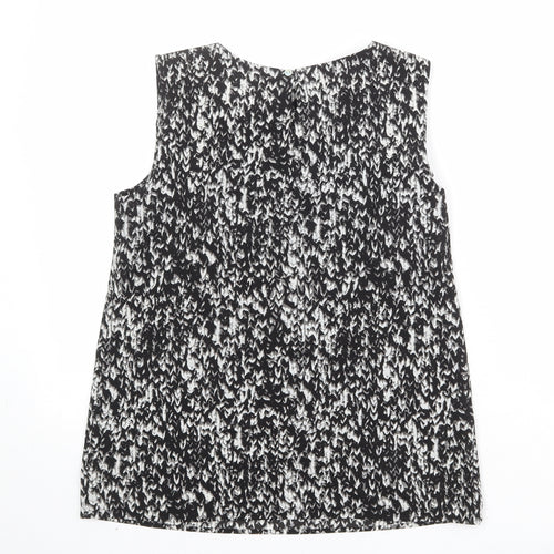 Paul Costelloe Womens Black Geometric Polyester Basic Blouse Size M Square Neck