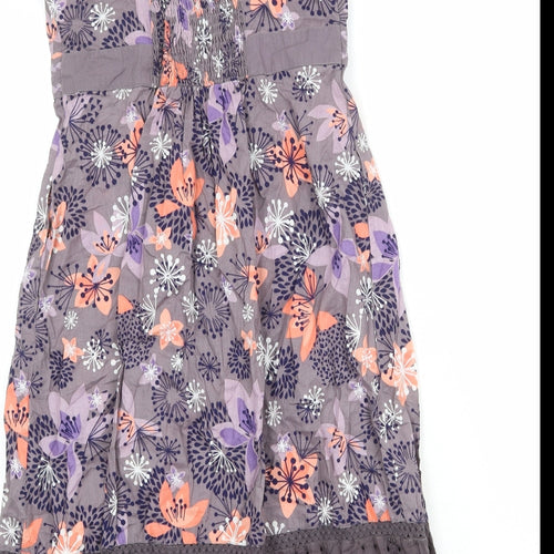 MANTARAY PRODUCTS Womens Multicoloured Floral 100% Cotton Tank Dress Size 10 Scoop Neck Pullover - Broderie Anglaise Detail