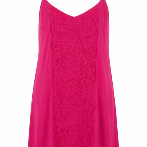French Connection Womens Pink Polyamide Slip Dress Size 14 V-Neck Pullover - Lace Detail