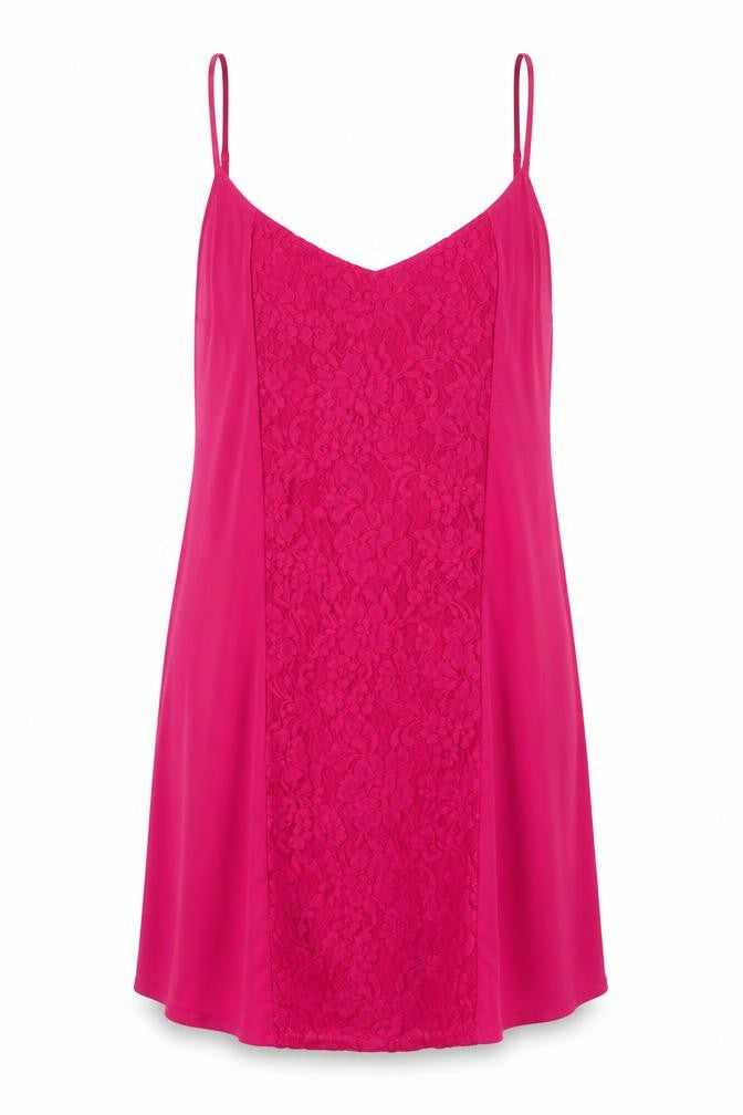 French Connection Womens Pink Polyamide Slip Dress Size 14 V-Neck Pullover - Lace Detail