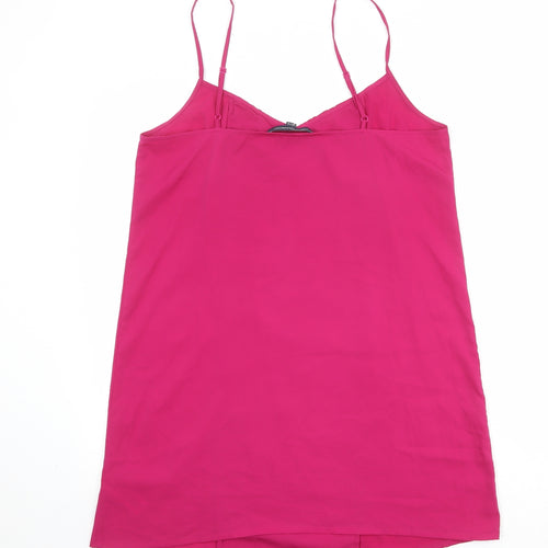 French Connection Womens Pink Polyamide Slip Dress Size 14 V-Neck Pullover - Lace Detail