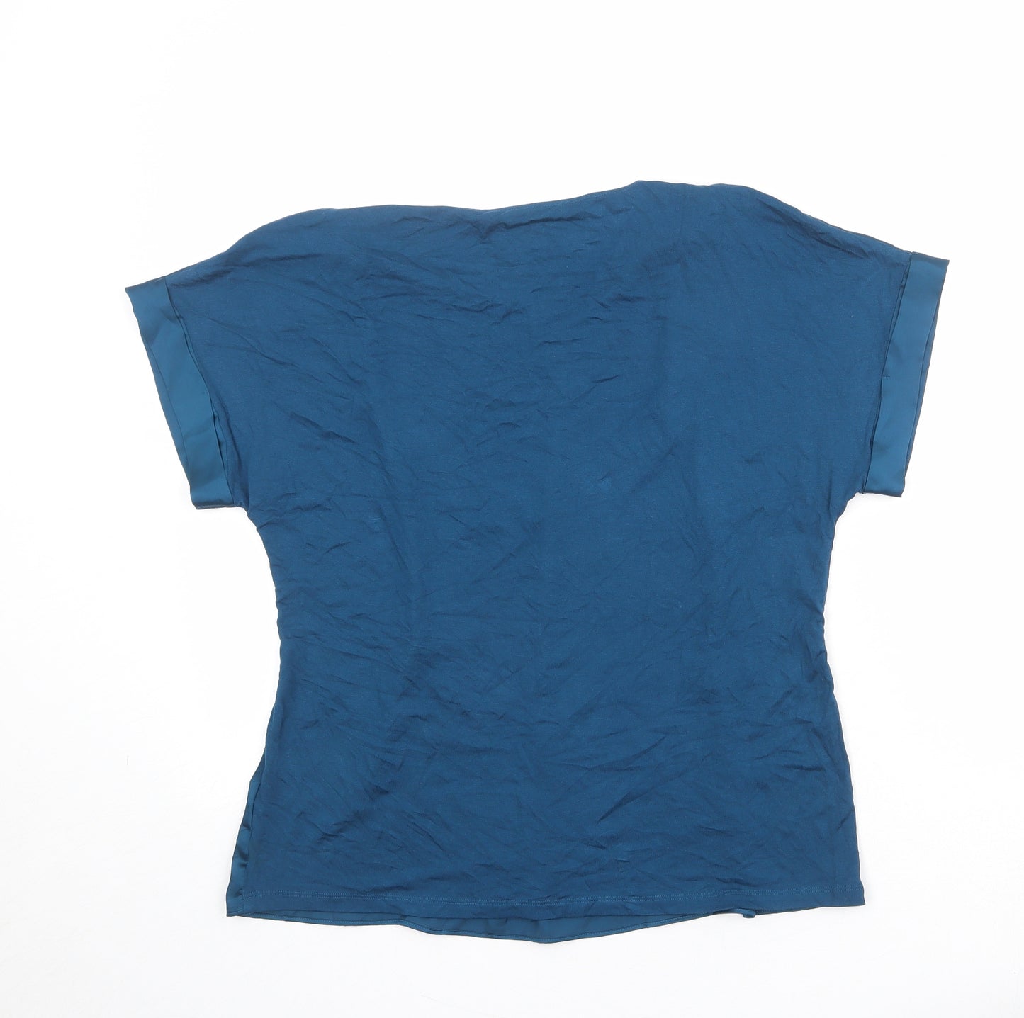 Marks and Spencer Womens Blue Viscose Basic Blouse Size 12 Boat Neck