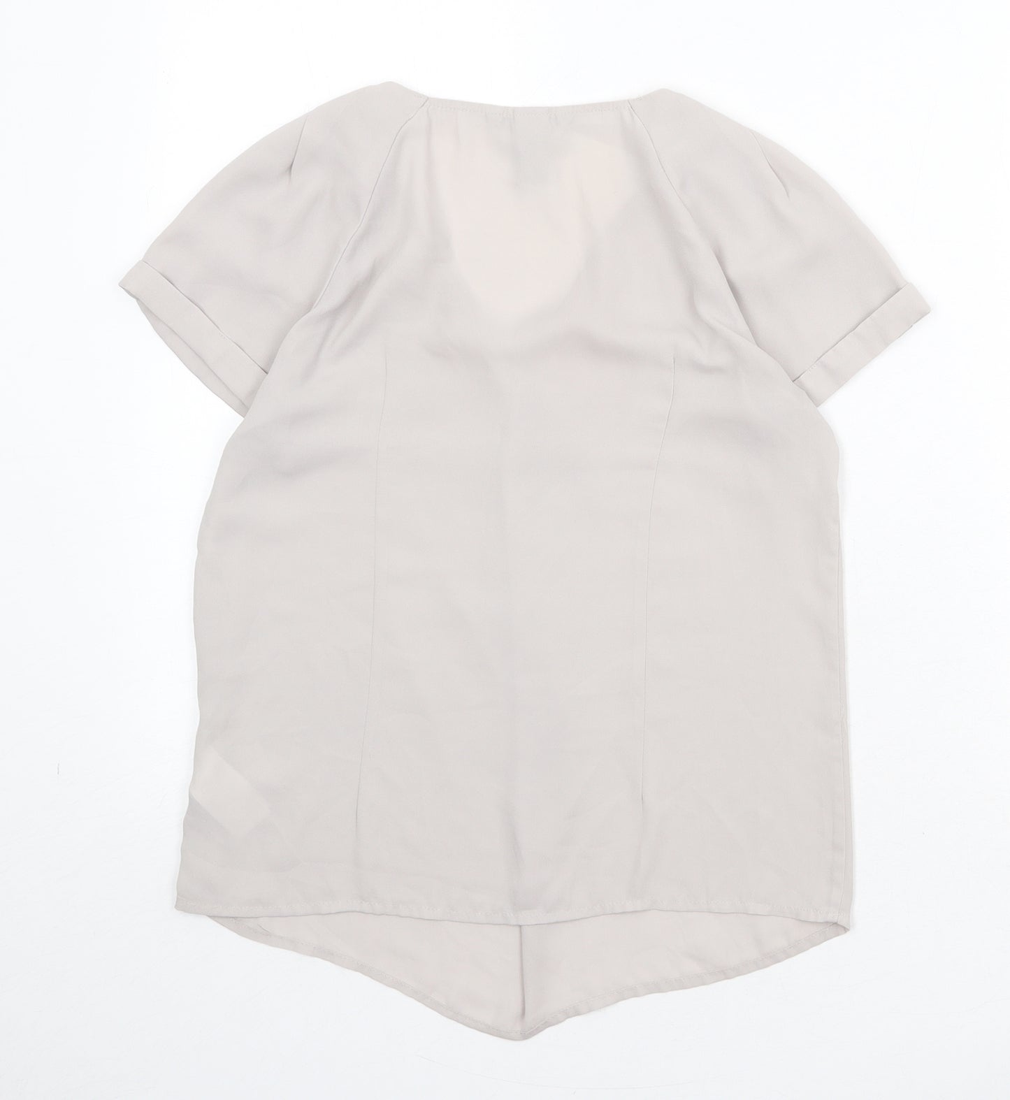 H&M Womens Beige Polyester Basic Blouse Size 8 Round Neck