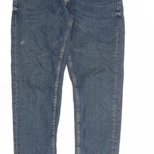 Zara Mens Blue Cotton Straight Jeans Size 30 in Regular Zip