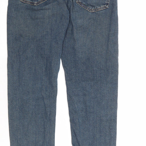 Zara Mens Blue Cotton Straight Jeans Size 30 in Regular Zip