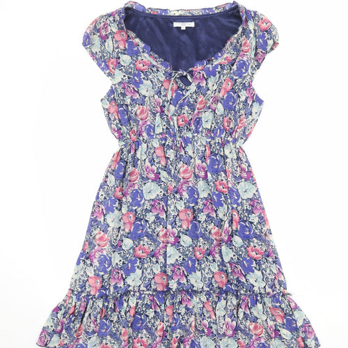New Look Womens Multicoloured Floral Polyester Fit & Flare Size 12 Boat Neck Pullover