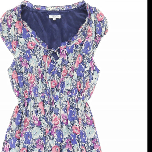 New Look Womens Multicoloured Floral Polyester Fit & Flare Size 12 Boat Neck Pullover