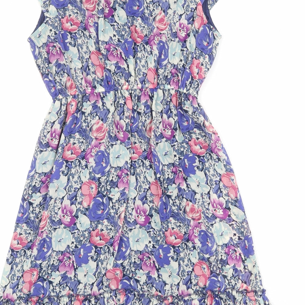 New Look Womens Multicoloured Floral Polyester Fit & Flare Size 12 Boat Neck Pullover