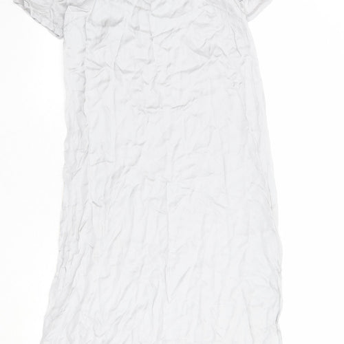 Vanessa Womens Grey Viscose A-Line Size M Boat Neck Button