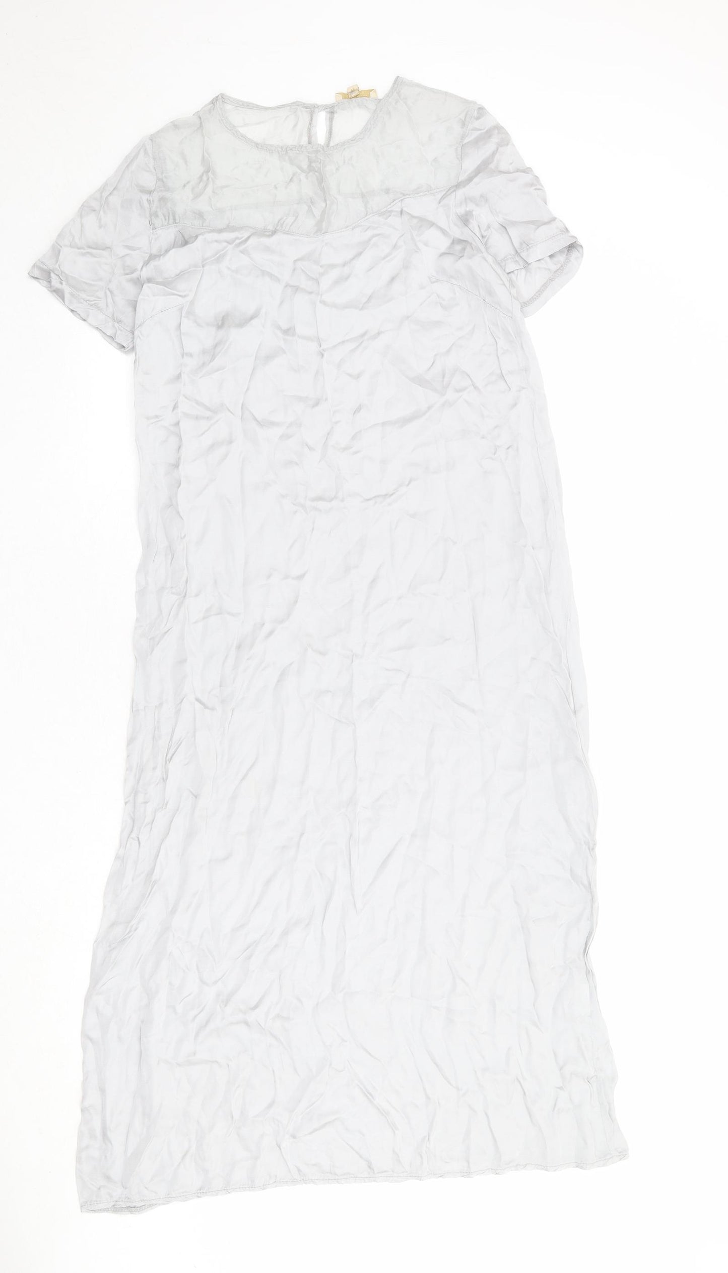 Vanessa Womens Grey Viscose A-Line Size M Boat Neck Button