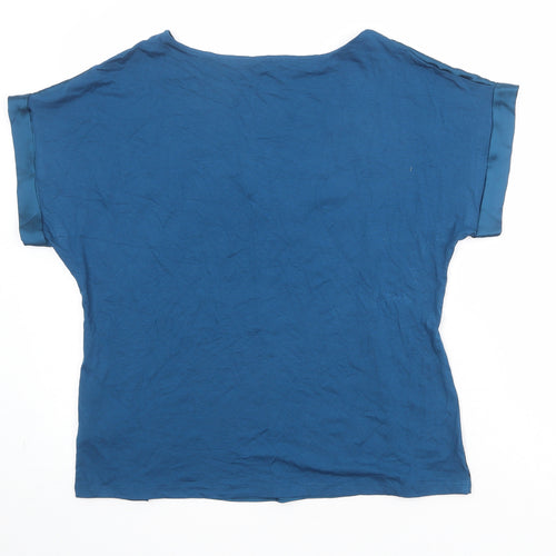 Marks and Spencer Womens Blue Viscose Basic Blouse Size 12 Boat Neck