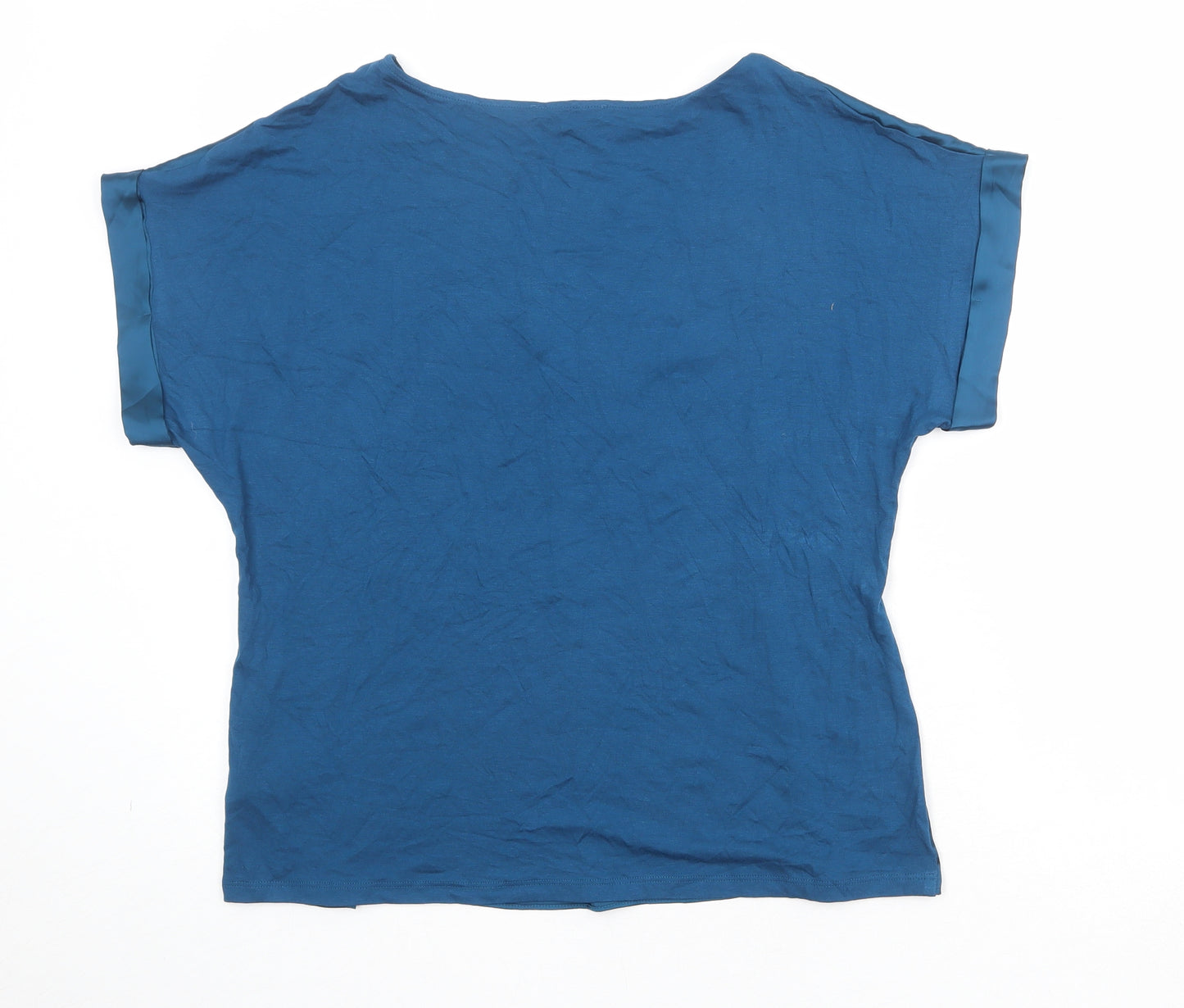 Marks and Spencer Womens Blue Viscose Basic Blouse Size 12 Boat Neck