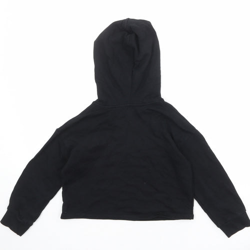 River Island Girls Black 100% Cotton Pullover Hoodie Size 5-6 Years Pullover - Sassy