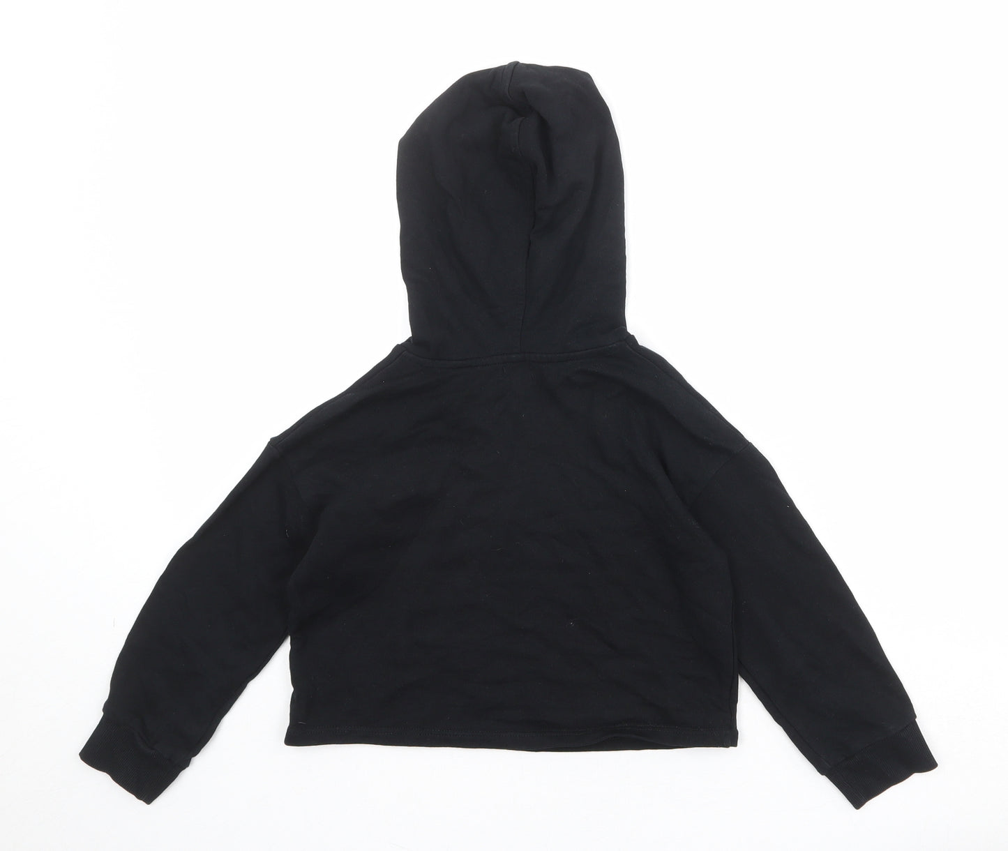 River Island Girls Black 100% Cotton Pullover Hoodie Size 5-6 Years Pullover - Sassy