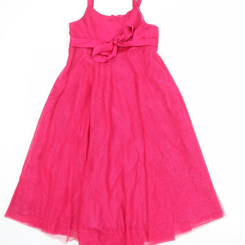 Monsoon Girls Pink Polyester Ball Gown Size 8-9 Years Round Neck Zip