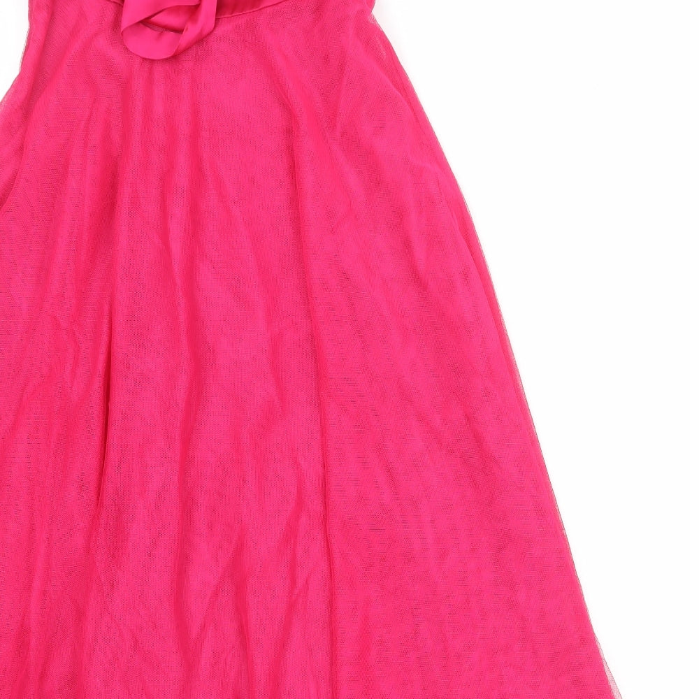 Monsoon Girls Pink Polyester Ball Gown Size 8-9 Years Round Neck Zip