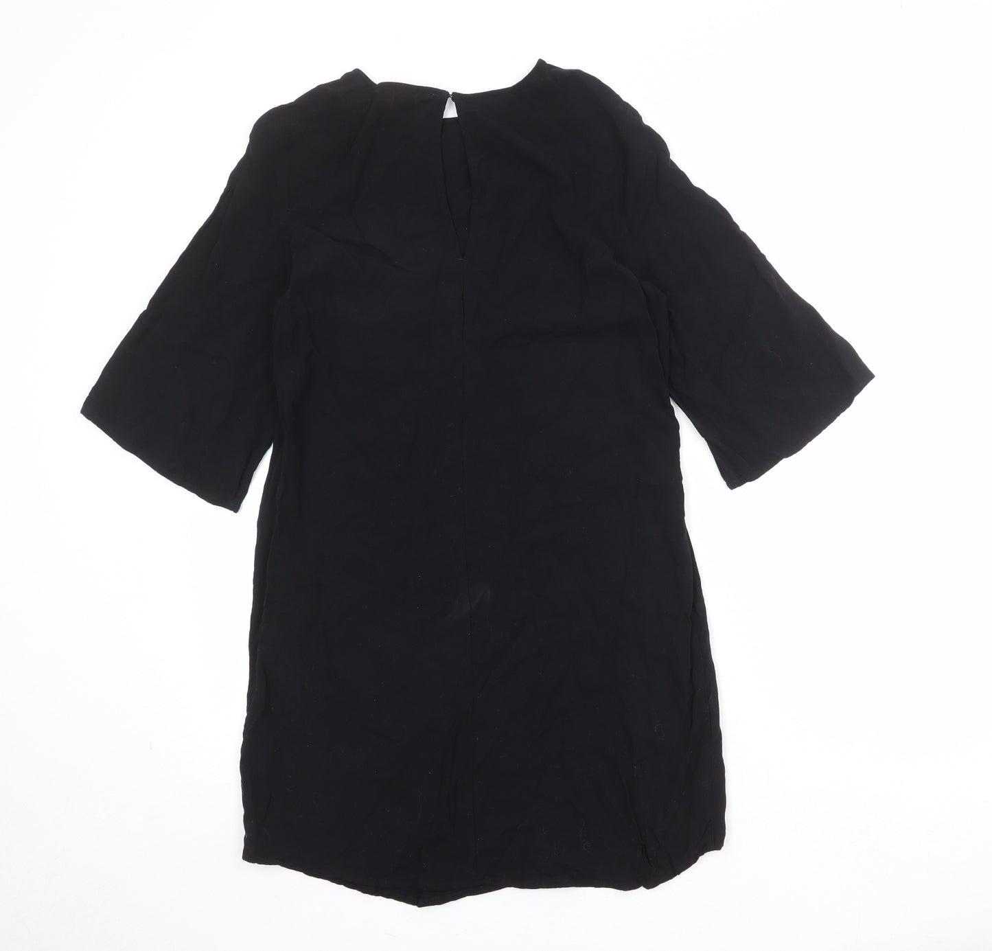 H&M Womens Black Viscose Shift Size 10 Boat Neck Button