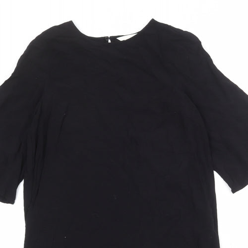 H&M Womens Black Viscose Shift Size 10 Boat Neck Button